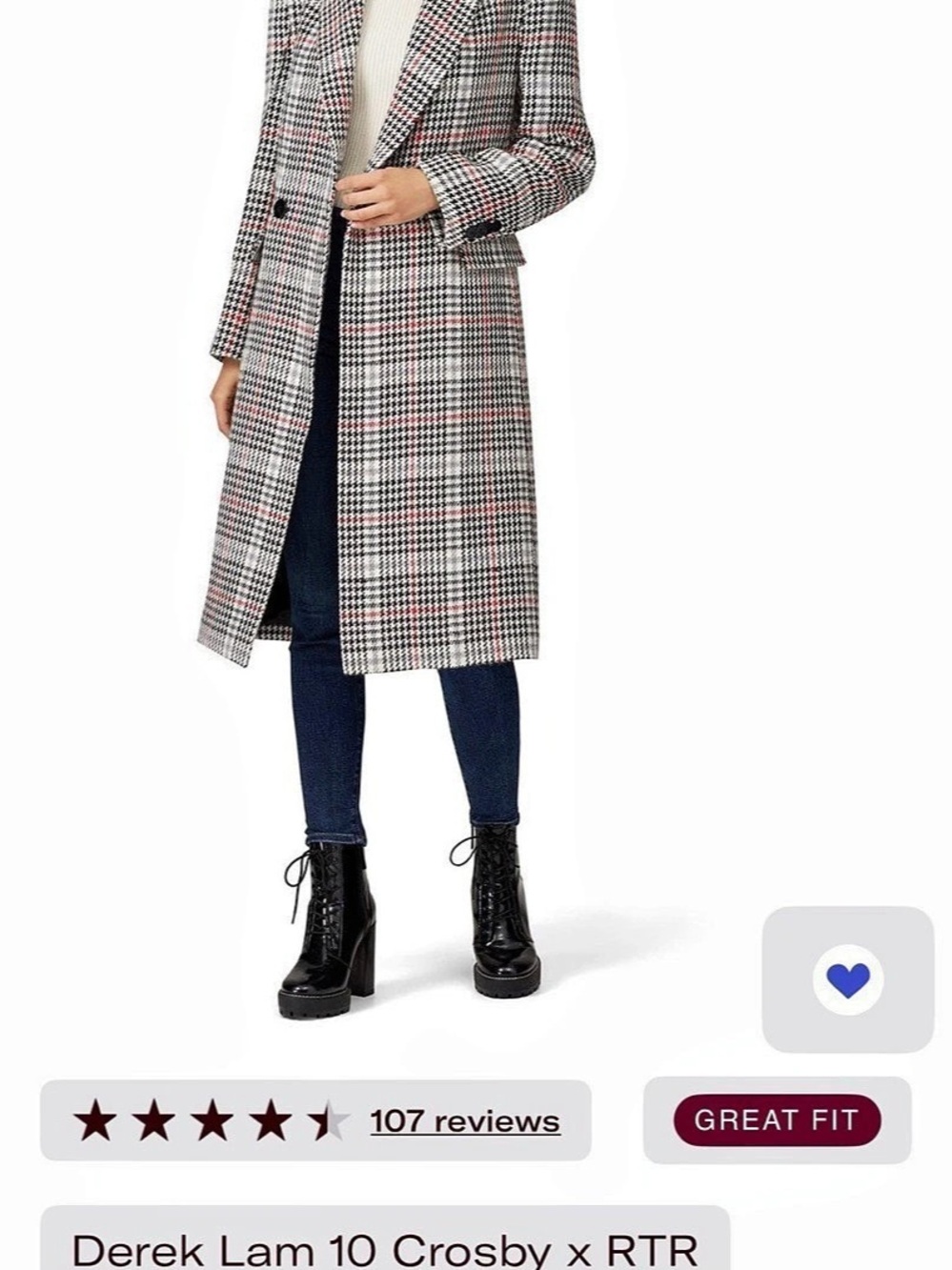 Derek Lam 10 Crosby Tailored Plaid Oversized Coat Plaid Oversized Coat in Gray &